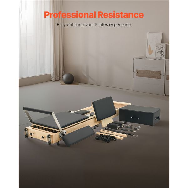 Foldable Pilates Reformer folded for storage