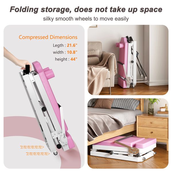 Pink foldable Pilates core bed folded